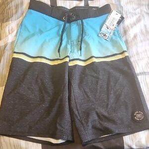 Ron Jon Surf SHOP NWT Blue and Black Boys Board Shorts